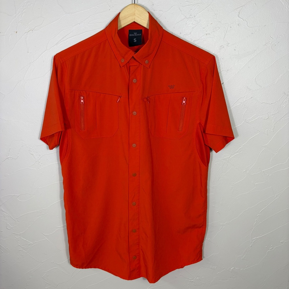 King Ranch Fishing Shirt Mens Small Orange Performance Gorpcore Outdoor